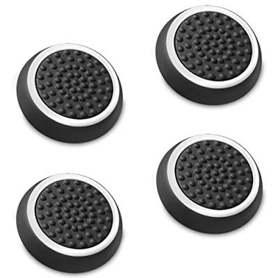 Abbildung von Fosmon Analogstick, Joystick, Thumbstick Aufsätze, Schutzkappe, Griffe, Kappen aus Silikon für PS4 PS3 Xbox ONE/ONE S 360 Nintendo Wii U Controller, Gamepad Weiß/Schwarz 2 Paare