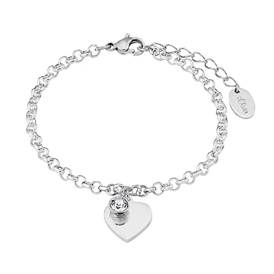 Abbildung von s.Oliver Armband Edelstahl Damen Armschmuck, mit Kristall, 17+3 cm, Silber, Herz, Kommt in Schmuck Geschenk Box, 9023998