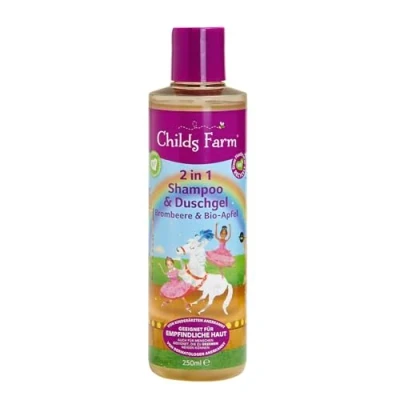 Abbildung von Childs Farm 2 in 1 Kinder Shampoo &amp; Duschgel 250 ml Brombeere und Bio Apfel Geeignet für trockene, empfindliche auch zu Neurodermitis neigende Haut