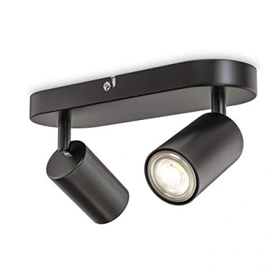 Abbildung von B.K.Licht Deckenlampe schwenkbar, GU10 Fassung, max. 9 Watt, Deckenleuchte, Lampe, Wohnzimmerlampe, Schlafzimmerlampe, Küchenlampe, Deckenstrahler, Deckenbeleuchtung, 27x6x9 cm, Schwarz
