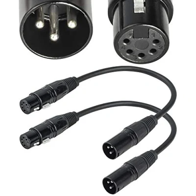 Abbildung von XLR Stecker, 3 polig auf Buchse, 5 polig, DMX 512 Umkehrlichtkabel von SiYear, XLR3M XLR5F Adapterkabel (12 Zoll / 2 Pack)