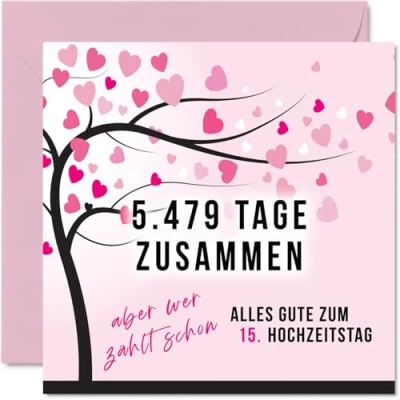 Abbildung von Stuff4 15. Hochzeitstag Karte Liebe 5479 Tage Zusammen 15 Jahrestag Geschenke für Mein Mann Ehemann Meine Frau Ehefrau, 145mm Lustig Glückwunschkarten
