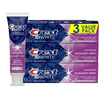 Abbildung von Crest 3D White Radiant Mint, Zahnpasta mit strahlendem Minzgeschmack, 107 g, 3 Stück