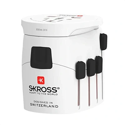 Abbildung von SKROSS 1.103180 Prolight Set mit 2 universellen Reiseadaptern Von und nach 250 Ländern Spannung Leistung: 100 V 630 W / 1575 Anti Elektroschock Schutz
