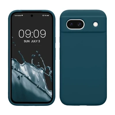 Abbildung von kwmobile Handyhülle für Google Pixel 8a Hülle, Case Hülle Silikon kabelloses Laden Petrol matt