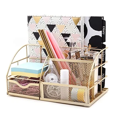 Abbildung von EXERZ Tisch Organizer/Schreibtisch Organisator/Schreibtisch Tidy/Stifthalter/Multifunktions Organisator (Goldfarben)