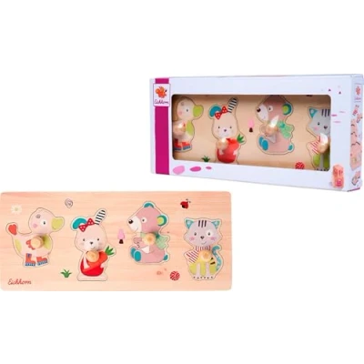 Abbildung von Eichhorn Puzzle Friends mit 4 Pin Puzzleteilen für sicheres greifen, 18x12 cm groß, 5 teilig, aus 100% FSC Zertifiziertem Lindensperrholz, ab 1 Jahr