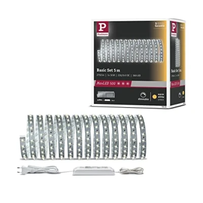 Abbildung von Paulmann 70604 LED Stripe MaxLED 500 Basisset 5m Warmweiß 2700K 30W 230/24V 60VA Silber Lichtband Lichtstreifen Lichtschlauch