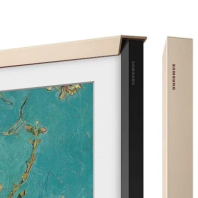 Abbildung von Samsung The Frame TV Rahmen, 43 Zoll, Abgeschrägt, Sandgold, Zubehör für Fernseher mit 43&quot; (LS03A, LS03B, LS03BG), Befestigung per Magnet