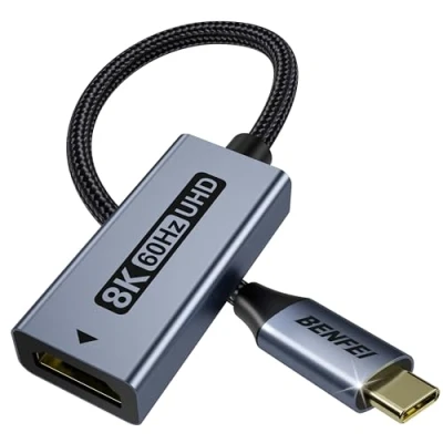 Abbildung von BENFEI USB C auf HDMI 2.1 Adapter 8K@60Hz/4K@240Hz [Aluminiumgehäuse, geflochtenes Nylon] Kompatibel mit iPhone 15/16 Pro/Max, MacBook Pro/Air 2023, iPad Pro, Surface Book 2 Mehr