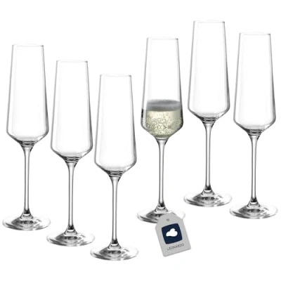 Abbildung von LEONARDO HOME Sektgläser Puccini (6er Set) kratzfeste (280 ml) Spülmaschinenfest &amp; Langlebig Zeitlose Champagnergläser für Zuhause Restaurants Prosecco Glas 069550