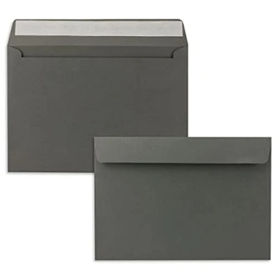 Abbildung von 25x Briefumschläge DIN C5 Anthrazit (Grau) 16,2 x 22,9 cm Haftklebung Edle Kuverts für große Einladungen und Karten zum Geburtstag oder Hochzeit