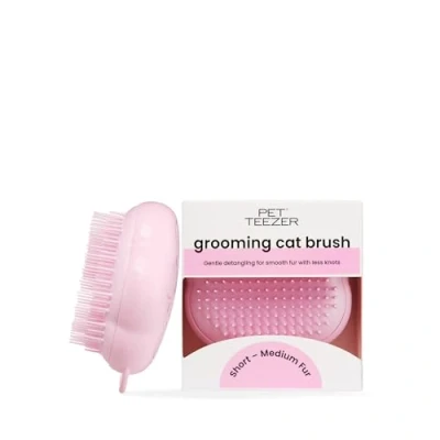 Abbildung von Tangle Teezer Pet Katzenbürste für Katzen mit kurzem bis mittellangem Fell Pflegebürste zweistufigen Borsten, die Glanz und Glätte verleiht Pink