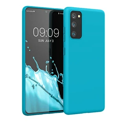 Abbildung von kwmobile Hülle kompatibel mit Samsung Galaxy S20 FE weiches TPU Silikon Case Cover geeignet für kabelloses Laden Cool Glacier