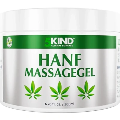 Abbildung von 5kind Hanf Aktivgel Hanfsalbe 200ml Hochdosiertes Gel Beruhigt Gelenke und Muskeln, Füße, Knie, Nacken, Schultern, Rücken &amp; Muskelkater mit natürlichen Extrakten