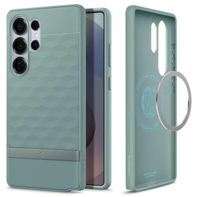 Abbildung von Spigen Parallax MagFit Hülle für Samsung Galaxy S25 Ultra, Kompatibel mit MagSafe Sage Green