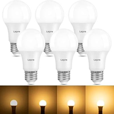 Abbildung von Lepro E27 LED Warmweiss Dimmbar Glühbirne, 8.5 Watt 806 Lumen Leuchtmittel, ersetzt 60W Halogenlampe, 2700K Warmweiß, A60 Birne Lampe, 180Abstrahlwinkel, Energiesparlampe, 6 Stück