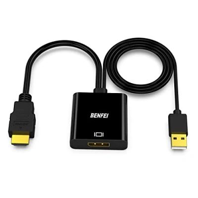 Abbildung von BENFEI HDMI Computer auf Displayport Monitor Adapter 4K@60Hz / 2K@144Hz 1080P@165Hz, Unidirektional aktive zu Konverter mit Audio, für Laptop/Xbox 360