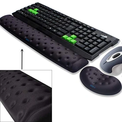 Abbildung von BRILA Ergonomisch Memory Schaum Handgelenkauflage Set Für Tastatur und Maus Handgelenkstütze Gaming &amp; Work Wrist Rest (Schwarz)