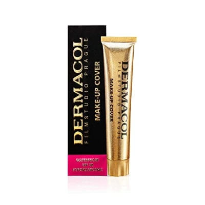 Abbildung von Dermacol Full Coverage Foundation, Flüssige Makeup Matte Foundation mit SPF 30, Wasserfeste für fettige Haut, Akne, &amp; Augenringe, Langanhaltende Produkte, 30g, Farbton 210