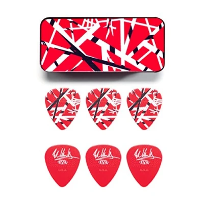 Abbildung von JIM DUNLOP Plektrum Eddie Van Halen, Frankenstein, Schachtel aus Metall mit 6 Stück, Rot
