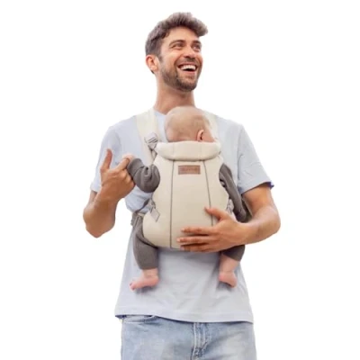 Abbildung von Jané Dual, ergonomische Babytrage, von Geburt bis 15 kg, 3 Positionen, atmungsaktiv und gepolstert, Beige