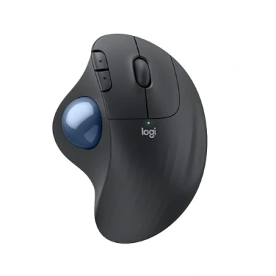 Abbildung von Logitech ERGO M575S kabellose Trackball Maus, ergonomische Maus mit Bluetooth und verschlüsseltem Dongle, komfortable Daumensteuerung, für PC/Mac Graphit