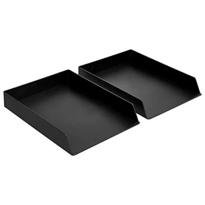 Abbildung von Amazon Basics Kunststoff Organizer, Briefablage, Rechteckig, 2 Stück, Buchstabengröße, Schwarz