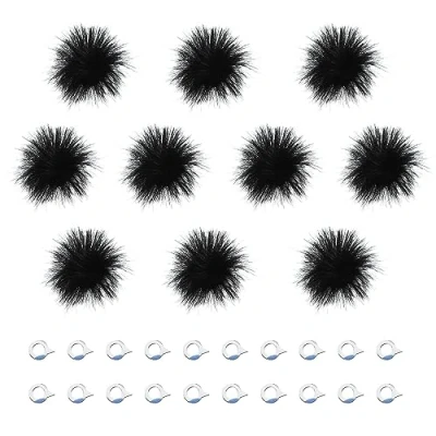 Abbildung von Create idea 10 Stück Mini Mikrofon Pelziger Windschutzscheibe Kamera Windschutz Windfilter für Outdoor Zubehör Schwarz