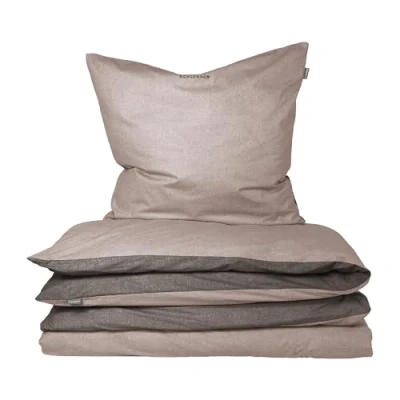 Abbildung von Schiesser Bettwäscheset Doubleface Renforcé 100% Baumwolle aus nachhaltiger Produktion 155x220cm + 80x80cm Taupe Dunkelgrau
