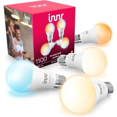 Abbildung von innr Zigbee E27 Smart Lampe, funktioniert mit Alexa und Hue* (Bridge erforderlich), Warmweiß bis Kaltweiß, Glühbirne Dimmbar, Home 1190 Lumen, 4 Pack