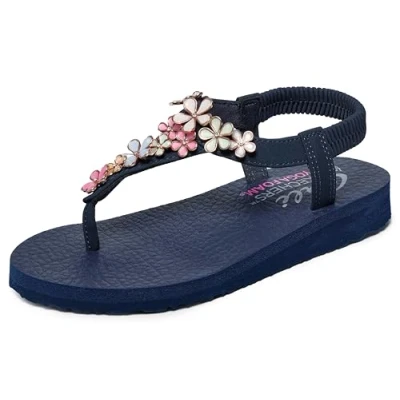 Abbildung von Skechers Meditation Zehentrenner, Damen, Größe: 40, Navy mitobuck/ rhinestone trim Schuhe