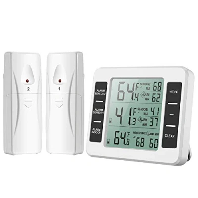 Abbildung von Brifit Kühlschrank Thermometer, Gefrierschrank Kühlschrankthermometer Digital mit 2 Sensoren, Thermometer für Temperatur Alarm, MIN/MAX, Temperaturtrendanzeige Pfeil