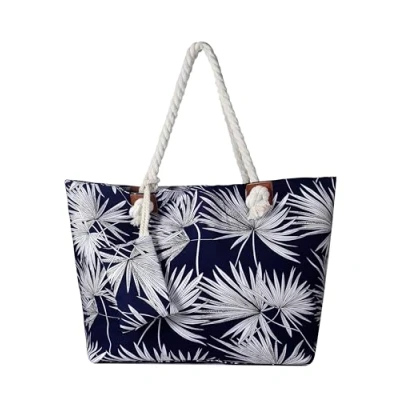 Abbildung von DonDon Strandtasche XXL Familie Badetasche Damen mit Reißverschluss Beach bag groß Seegras dunkelblau