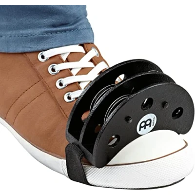 Abbildung von Meinl Percussion Foot Tambourine, Fußtamburin/Foot Cajon Add Ons / Zubehör Stahl Schellen, Siam Eiche, Schwarz (FJS2S BK)