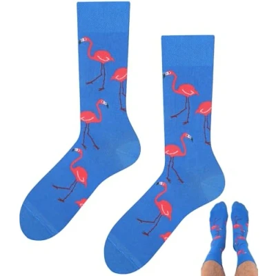 Abbildung von TODO Colours Lustige Socken Flamingo Damen, mit Rosa Flamingos (Flamingo Lover Blue 35 38)