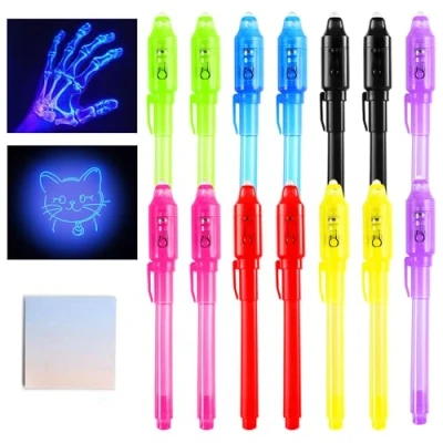 Abbildung von DazSpirit 14 Stück Geheimstift Notizbuch Partytüte Füller für Jungen und Mädchen, Zauberstift mit UV Licht Kinder, Unsichtbarer Stift Spy Pen zum Schreiben Geheimer Nachrichten