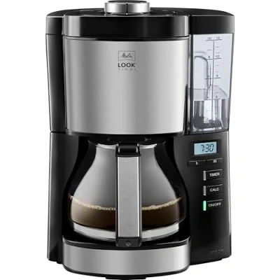 Abbildung von Melitta Look Timer Filterkaffeemaschine mit Glaskanne Funktion Tropfstopp 10 Tassen Schwarz (1025 08)