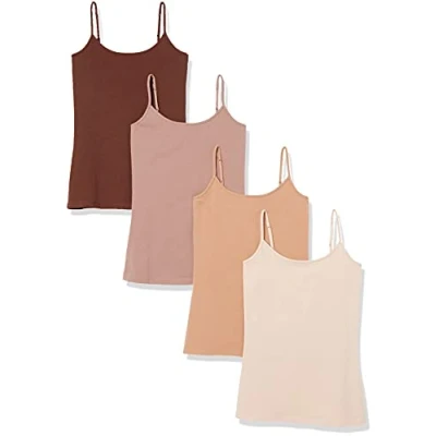 Abbildung von Amazon Essentials Damen Mieder mit schmaler Passform, 4er Pack, Braun/Dunkelbraun/Dunkles Kamelbraun/Zartrosa, M
