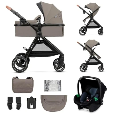Abbildung von Kinderkraft ESME Pushchair 3 in 1 Complete Set up to 22 kg, Combination Pram Travel Systems with Baby Seat I size 40 75 cm, Folding, Reclining Position, Beige
