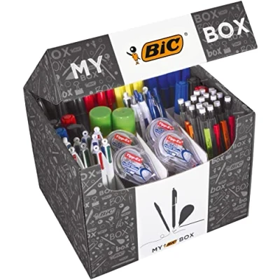 Abbildung von BIC Schreibwaren Set: 75 Kugelschreiber, 8 Textmarker, 2 Kleber, 7 Marker, Korrekturroller &amp; 24 Druckbleistifte, My Box