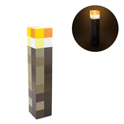 Abbildung von Minecraft Fackel Licht Offiziell lizenziert, 2 Lichtmodi, Nutzungsmöglichkeiten, batteriebetrieben, Geschenk für Gamer