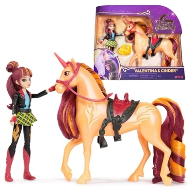 Abbildung von Unicorn Academy Valentina und Einhorn Cinder Set ca. 12 cm große Originalfiguren zur beliebten Netflix Serie mit zwei Accessoires Haarbürste für kreatives Rollenspiel, Kinder ab 4 Jahren