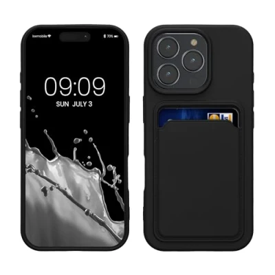 Abbildung von kwmobile Handyhülle kompatibel mit Apple iPhone 16 Pro Hülle Handy Cover Fach für Karten in Schwarz