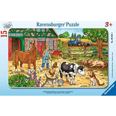 Abbildung von Ravensburger Kinderpuzzle 06035 Glückliches Bauernhofleben Rahmenpuzzle für Kinder ab 3 Jahren, mit 15 Teilen