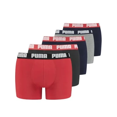 Abbildung von Puma Herren Boxer Unterwäsche, Blau/Rot/Schwarz, L (5er Pack)