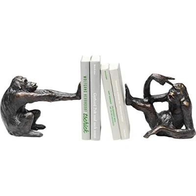 Abbildung von Kare Design Buchstütze Monkey 2er Set Schwarz, Deko Objekt, Affenmotiv, Accessoire, Wohnzimmer, für Regale oder Sideboards, Skulptur, Dekoration, 17x20x10 cm (H/B/T)