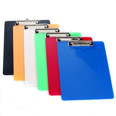 Abbildung von 6er Klemmbrett A4 mit gummierter Metalklemme, Schreibbrett DIN Aufhängeose, Pad Halter Clipboard Unterbrett aus Kunststoff Schreibblock Set 6 Farben TKD8022