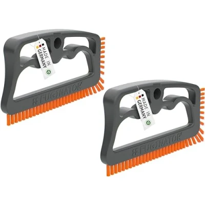 Abbildung von FUGINATOR® Fugenbürsten Bundle 2 Bürsten in grau/orange Reinigungsbürste zur Fugenreinigung Bad, WC, Küche usw. Reinigung von Wand und Bodenfliesen Handliche Bürste für Fugen Fliesen