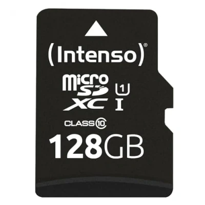 Abbildung von Intenso Premium microSDXC 128GB Class 10 UHS I Speicherkarte inkl. SD Adapter (bis zu 90 MB/s), schwarz